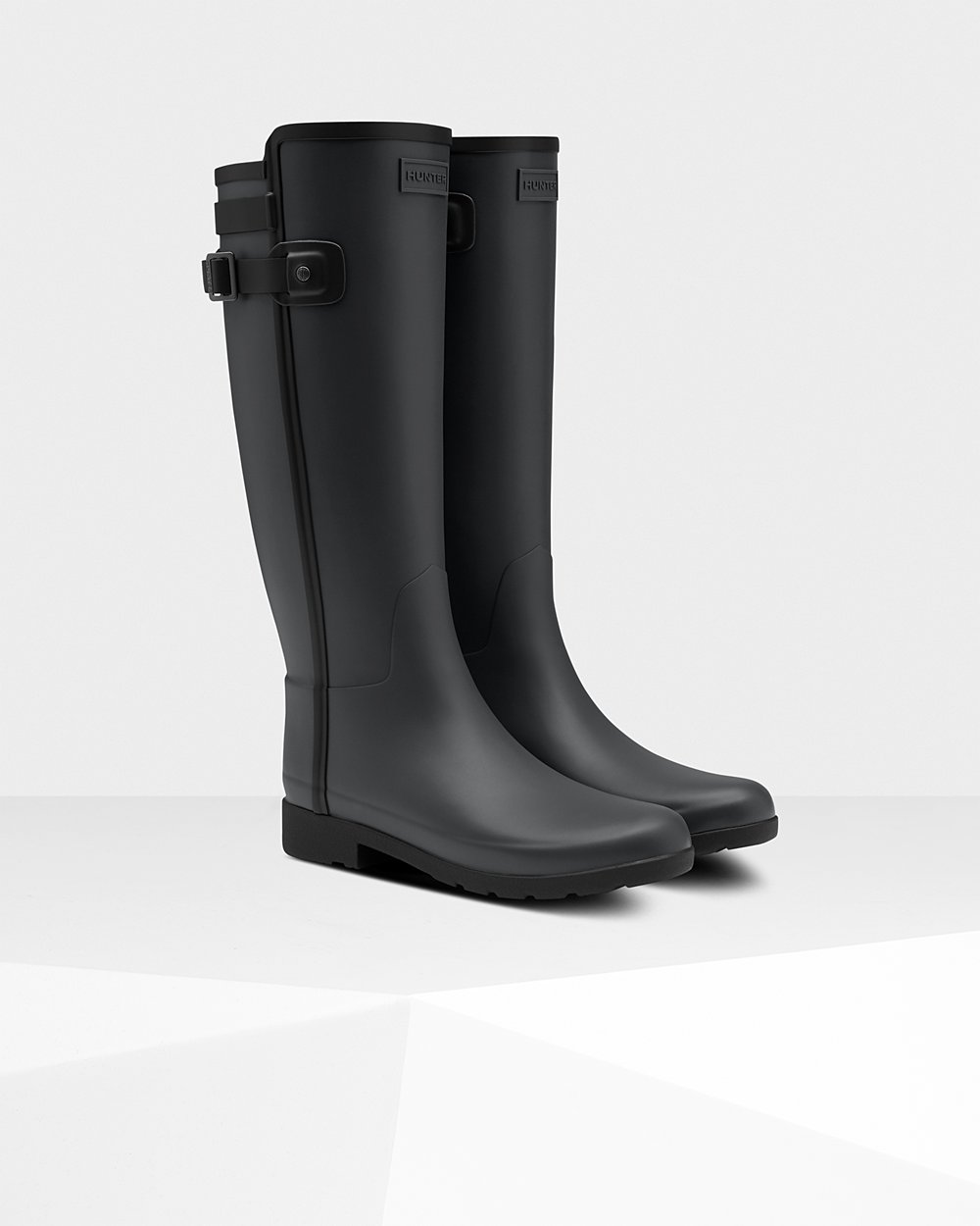 Hunter Refined Slim Fit Contrast Tall Rain Boots - Sale Online Womens Black - QFSMZA053